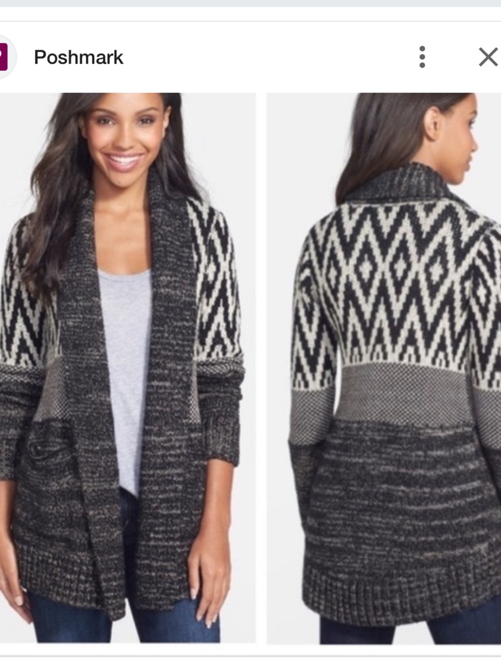 Lucky Brand Stargazer Black Marl Sweater Cardigan